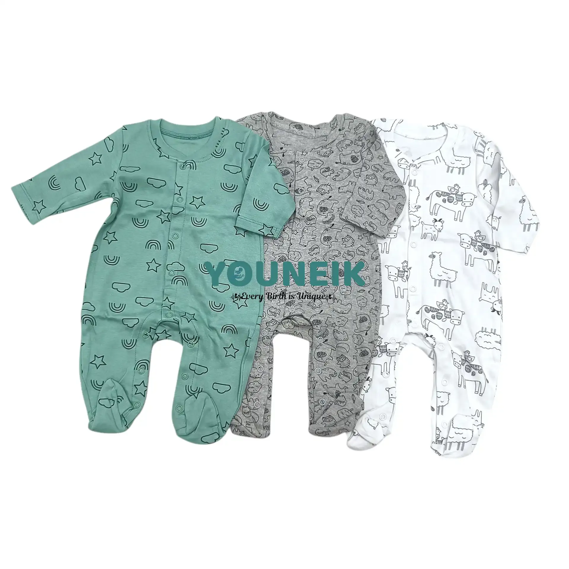 Sleepsuit/Full Rompers 3 Pieces 0-3m Snap Button